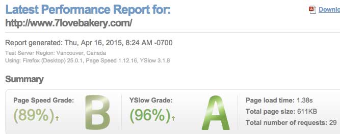 GTMetrix speed test