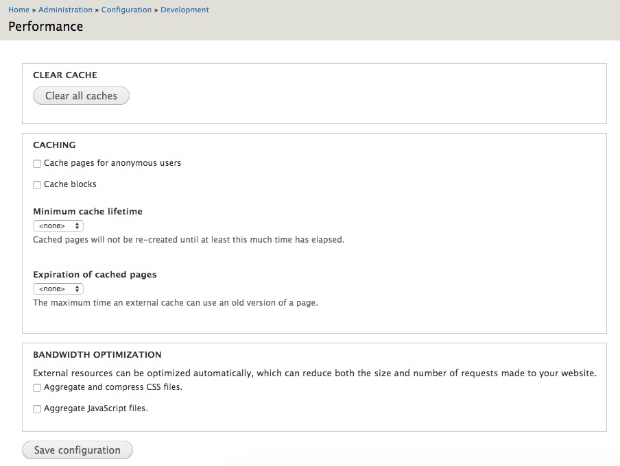 Drupal performance settings