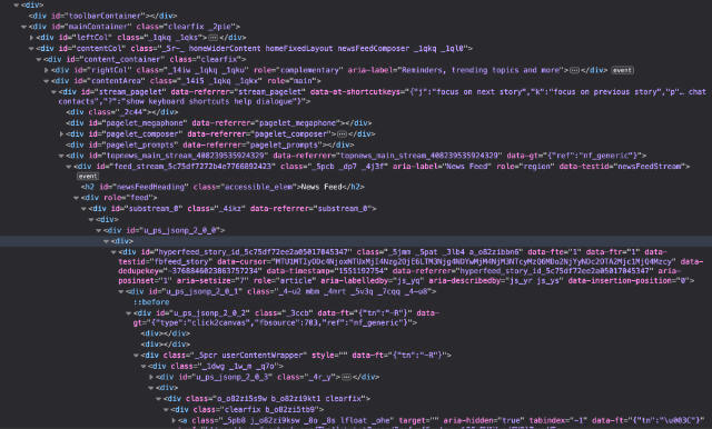 An incredible div soup full of divs and nested divs