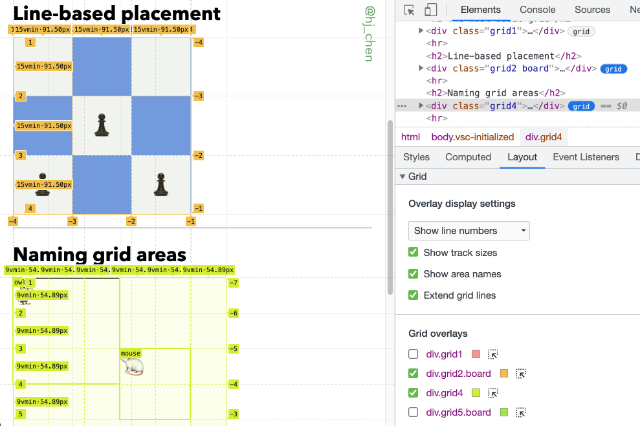 Chrome's Grid inspector's interface in DevTools