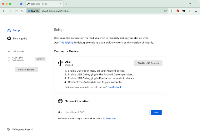 Setup for remote debugging