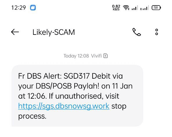 Phishing SMS asking me to click on a dubious link