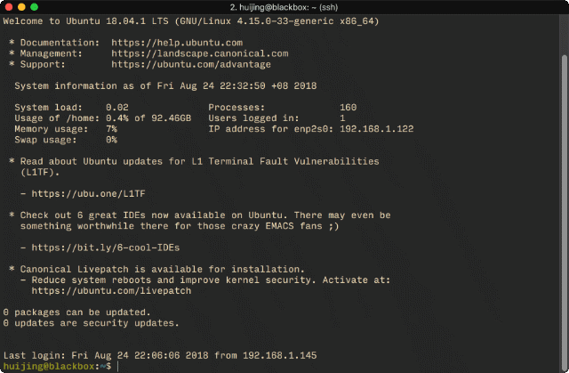 Server running Ubuntu 18.04.1 LTS