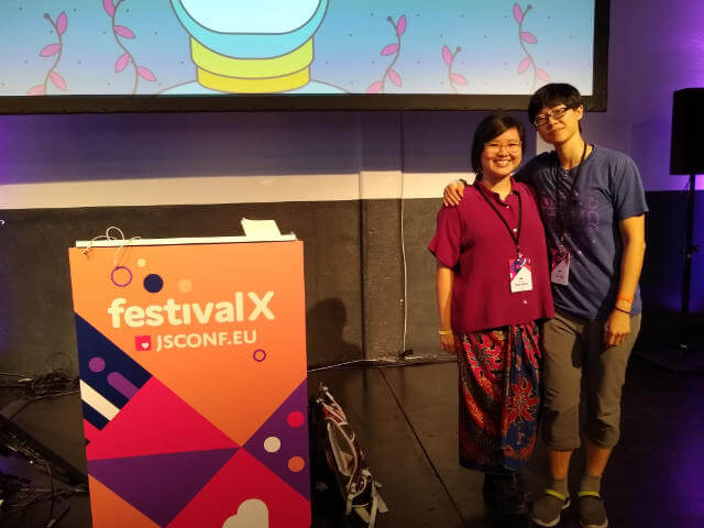 With Sher Minn before her talk at JSConf EU