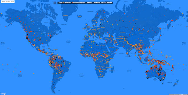 Map of endangered languages around the world