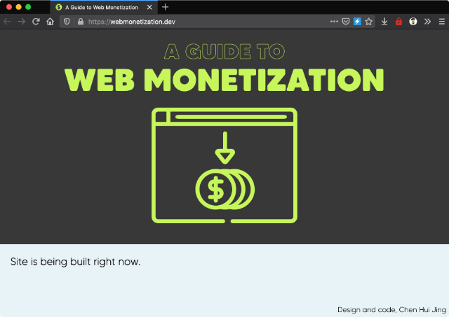 Home page of webmonetization.dev