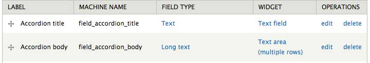 Create accordion fields