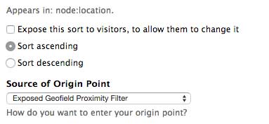 Proximity sort settings