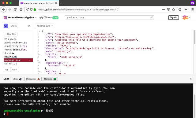 Accessing the Glitch console