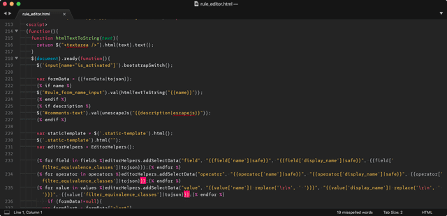 Mish-mash of HTML, CSS, JavaScript and Jinja variables