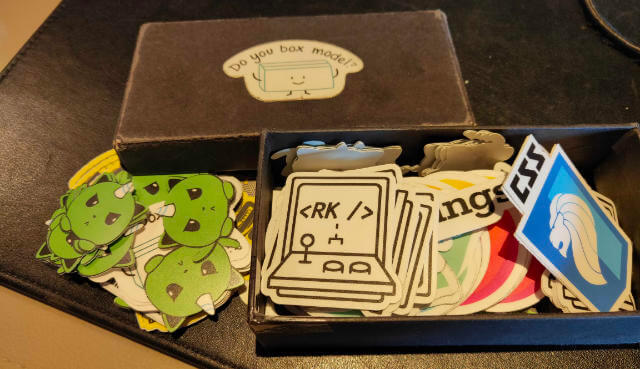 Box of stickers, free for taking