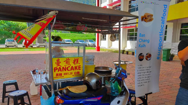 Street food stall selling pancakes