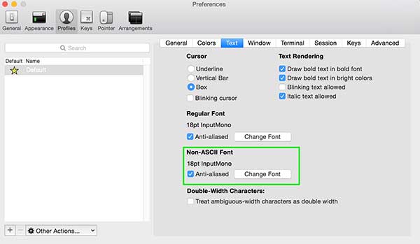 iTerm2 preferences